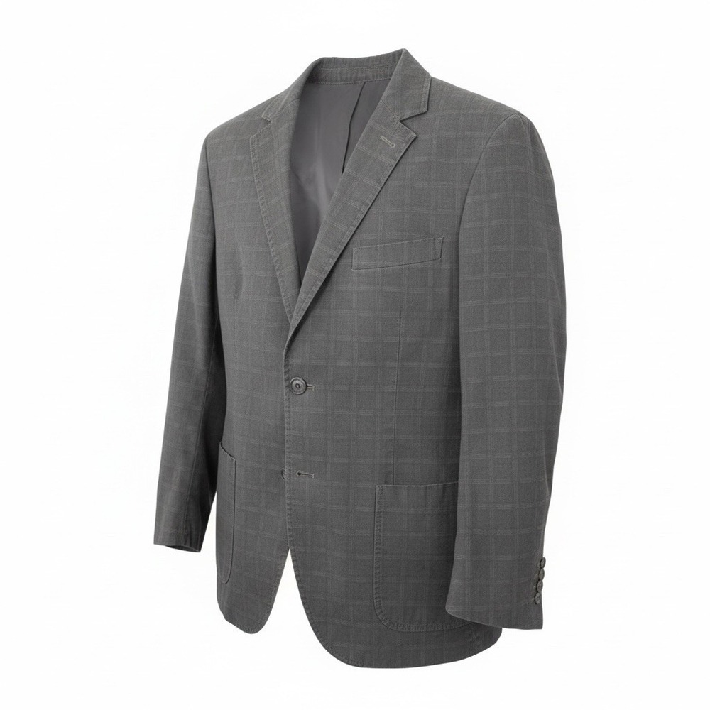 Carbon2Cobalt Lightweight Mens L Blazer Sports Coat Jacket Windowpane 2 Button